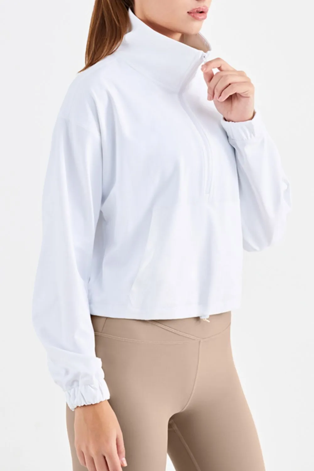 Half-Zip Dropped Shoulder Sports Top