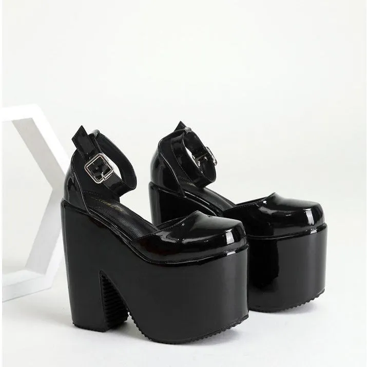 Halloween Super High Waterproof Platform Patent Leather Heels