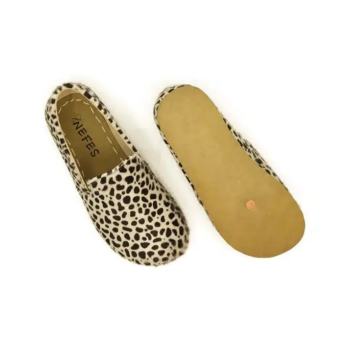 Handmade Leather Barefoot Shoes for Women - Leopard Print