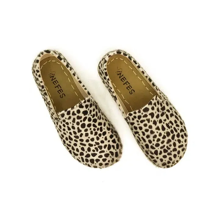 Handmade Leather Barefoot Shoes for Women - Leopard Print