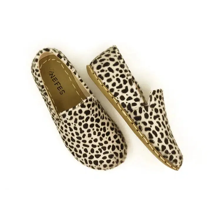 Handmade Leather Barefoot Shoes for Women - Leopard Print