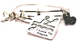 I Love To Kayak Expandable Bangle Bracelet Set