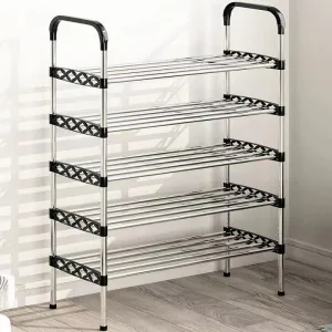 IMUU Metal Shoe Rack Shoe Wear Home Shoe Bench Simple and Space-Saving Door Shoe Rack Multi-Purpose Shoe Rack Organizer Tower Shelf Storage Cabinet Stand Expandable Heels Boots Slippers