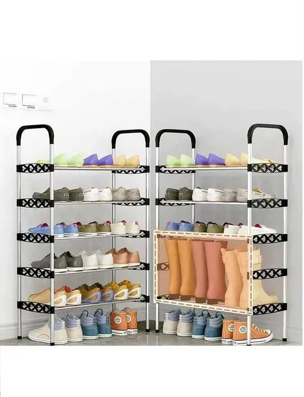 IMUU Metal Shoe Rack Shoe Wear Home Shoe Bench Simple and Space-Saving Door Shoe Rack Multi-Purpose Shoe Rack Organizer Tower Shelf Storage Cabinet Stand Expandable Heels Boots Slippers