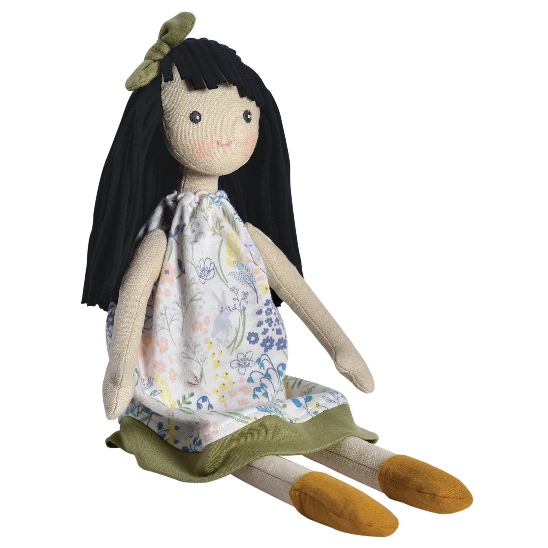 Jedda Doll in Green & Blue Printed Dress