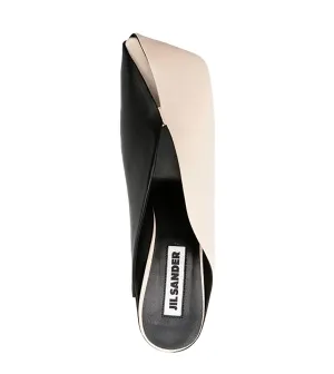 JIL SANDER 2 Tone High-Heeled Leather Mules