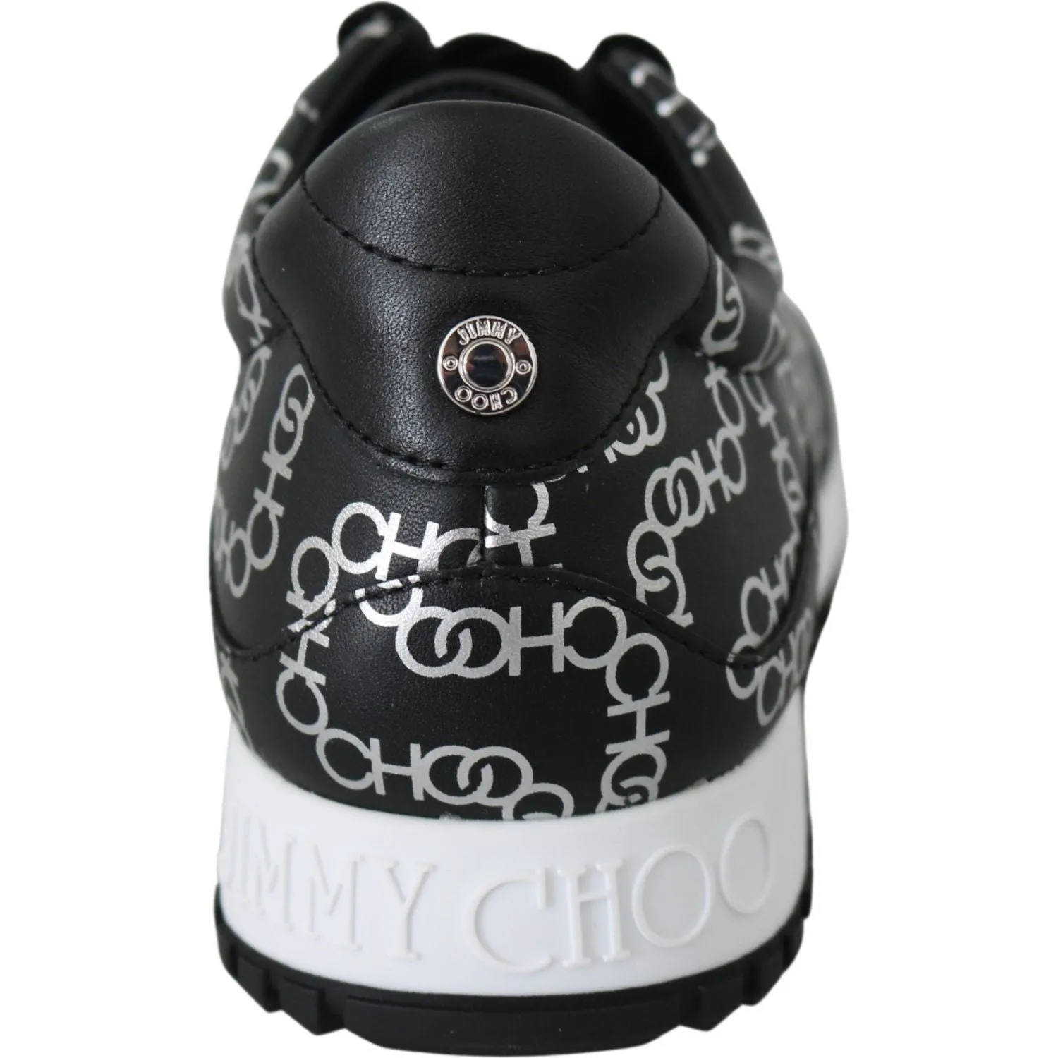 Jimmy Choo Elegant Black & Silver Leather Sneakers