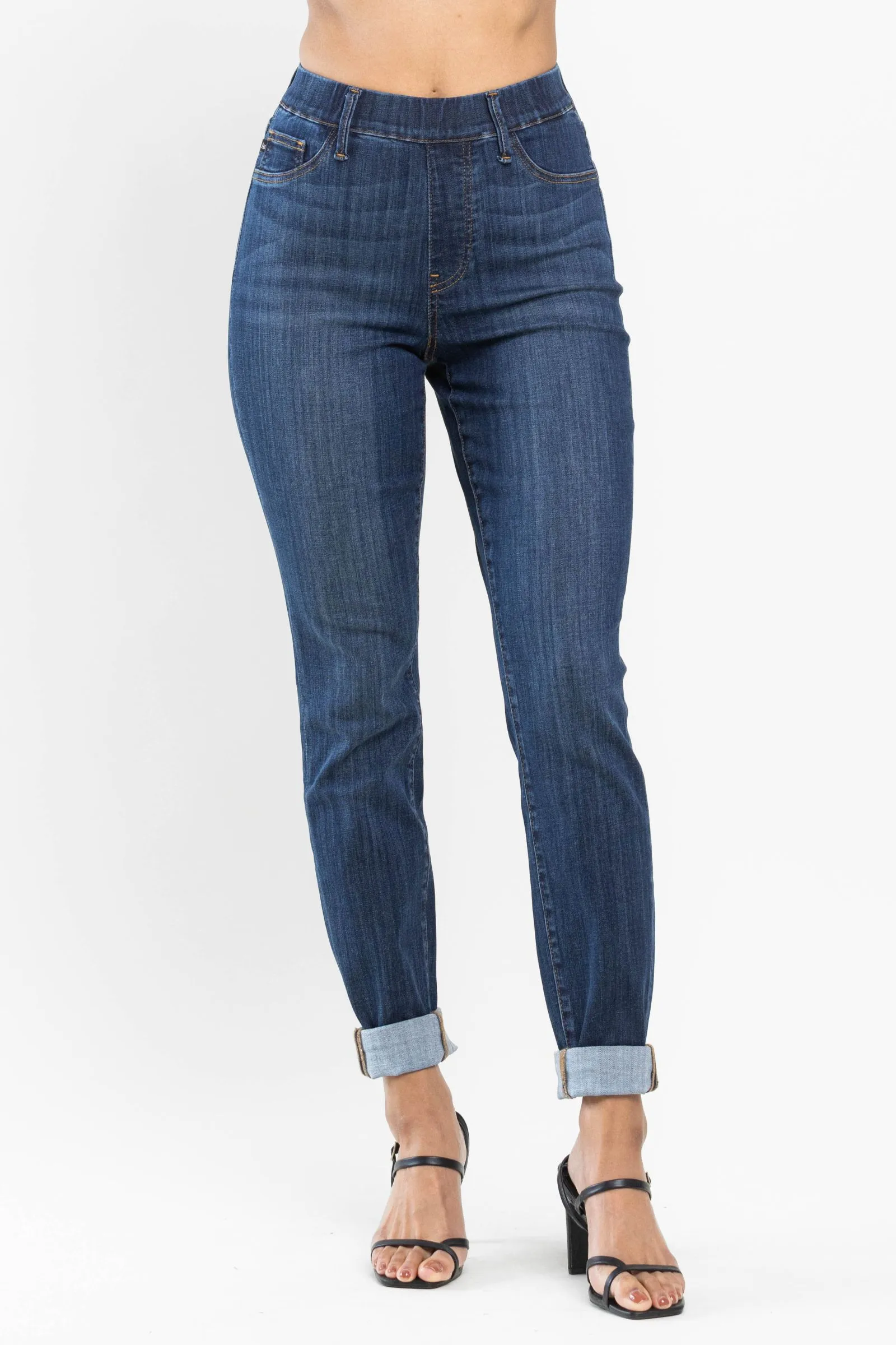 Judy Blue High waist pull on double-cuff slim jeans