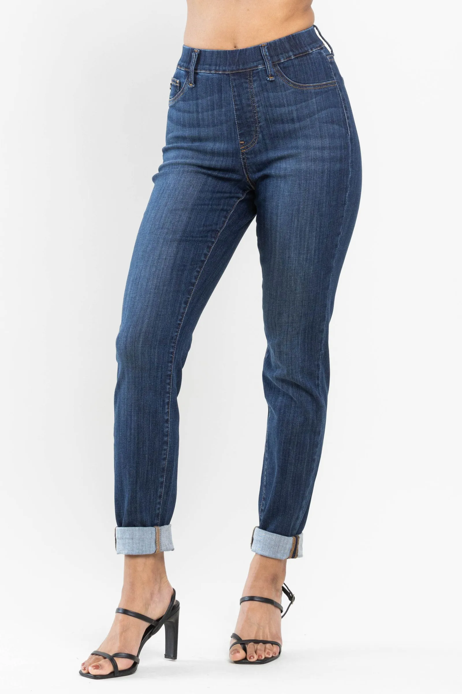 Judy Blue High waist pull on double-cuff slim jeans