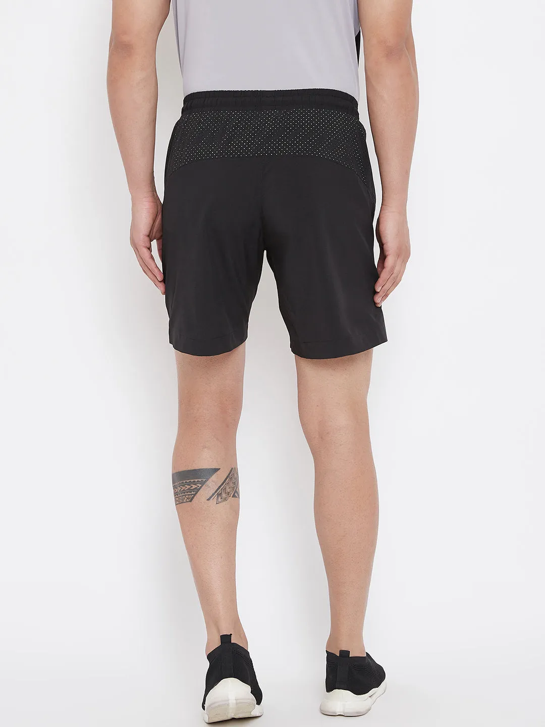 JUMP USA Men Black Solid Regular Fit Sports Shorts