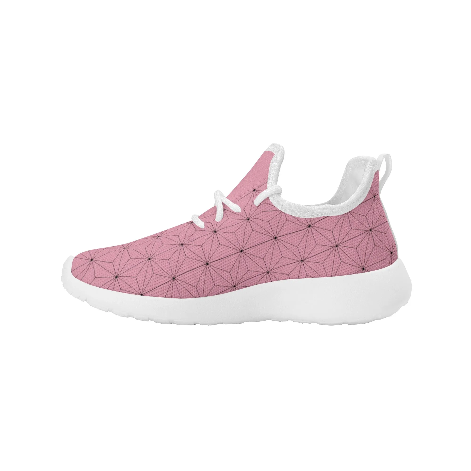 Kids Running Shoes | Mesh Knit Sneakers for kids 7-12 | Anime Slayer of Demon | Pink Brown Pattern