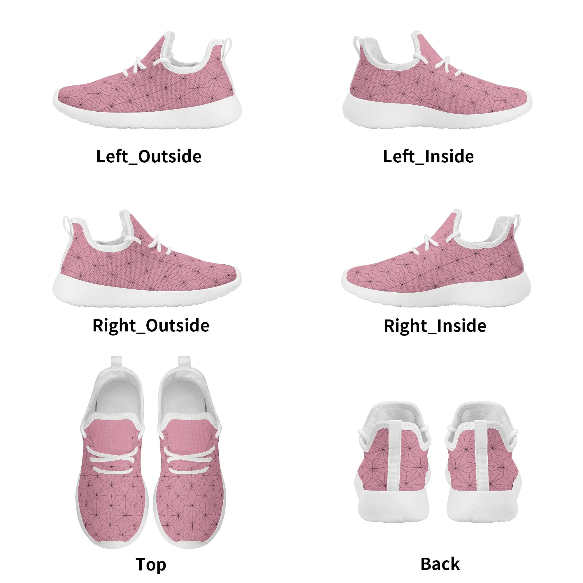 Kids Running Shoes | Mesh Knit Sneakers for kids 7-12 | Anime Slayer of Demon | Pink Brown Pattern