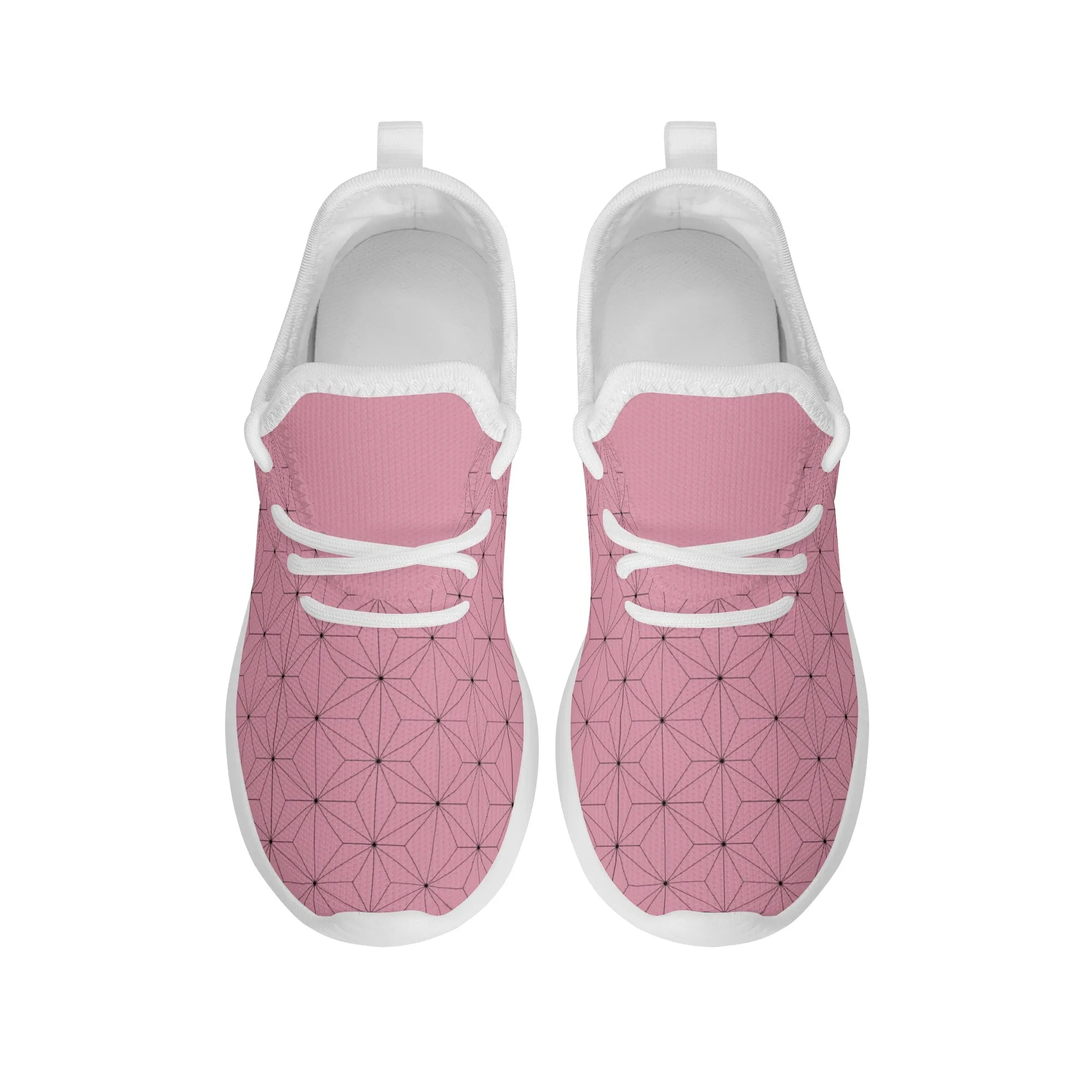 Kids Running Shoes | Mesh Knit Sneakers for kids 7-12 | Anime Slayer of Demon | Pink Brown Pattern