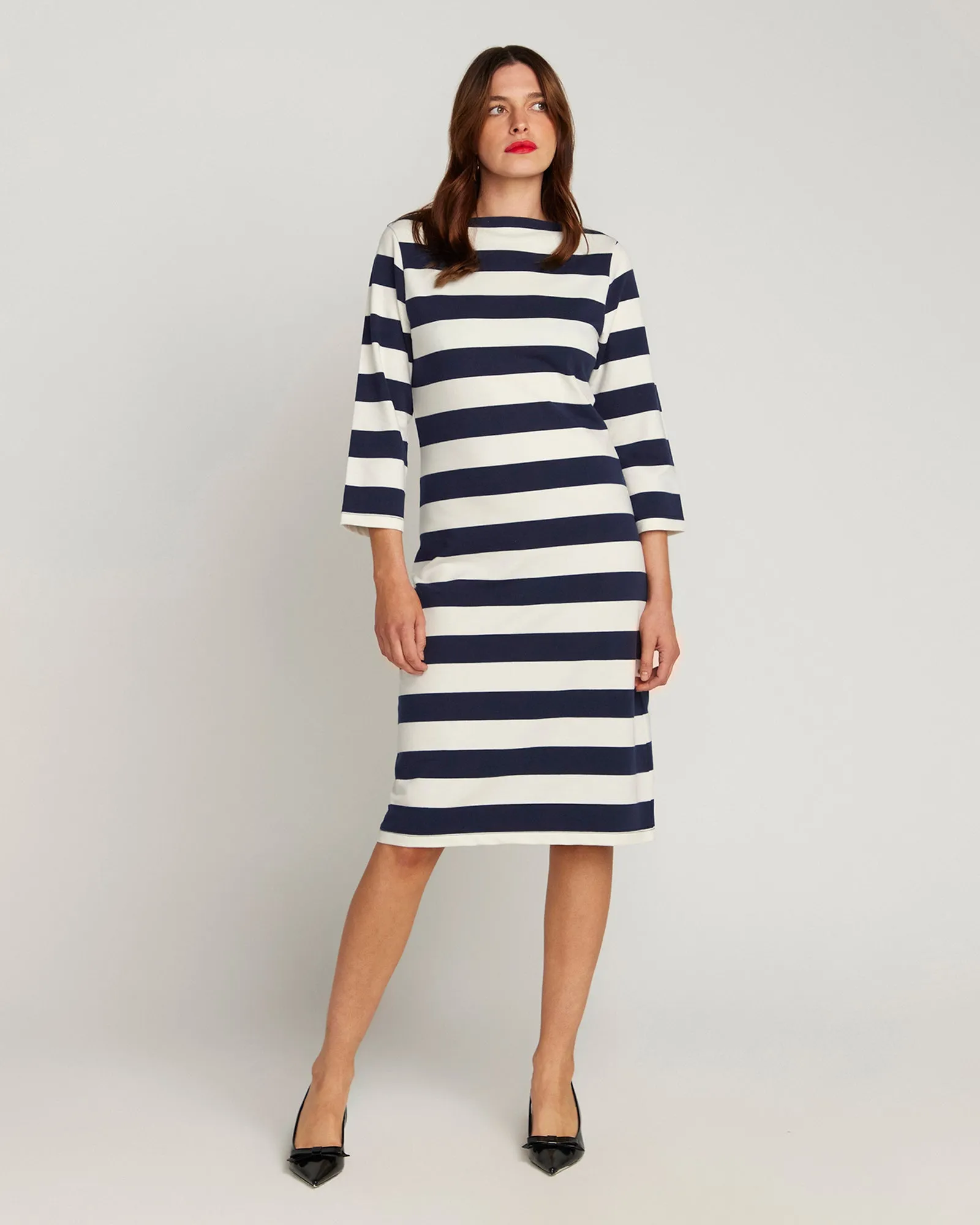 La Françoise Navy and Cream Stripe Dress