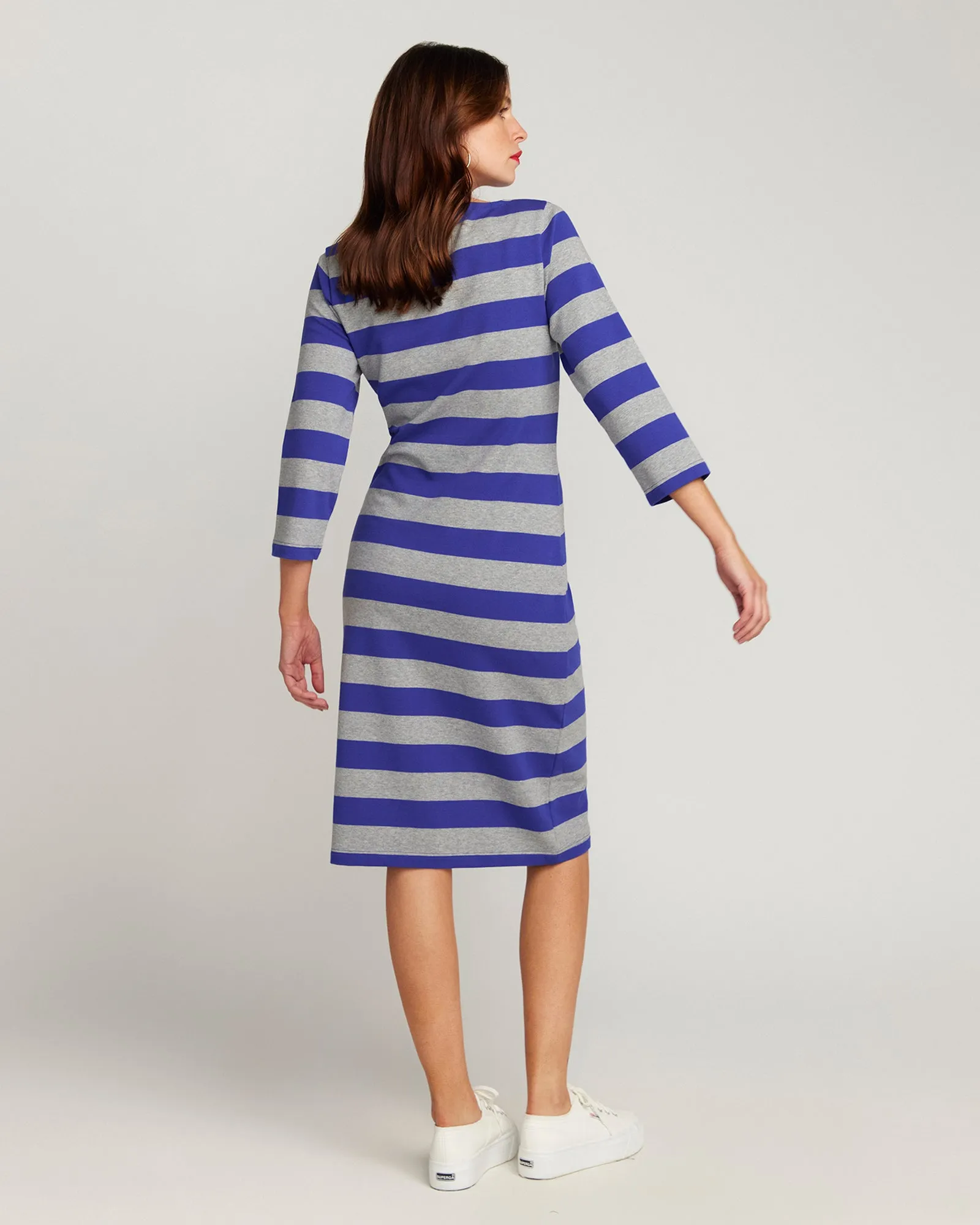 La Françoise Royal Blue And Grey Stripe Dress