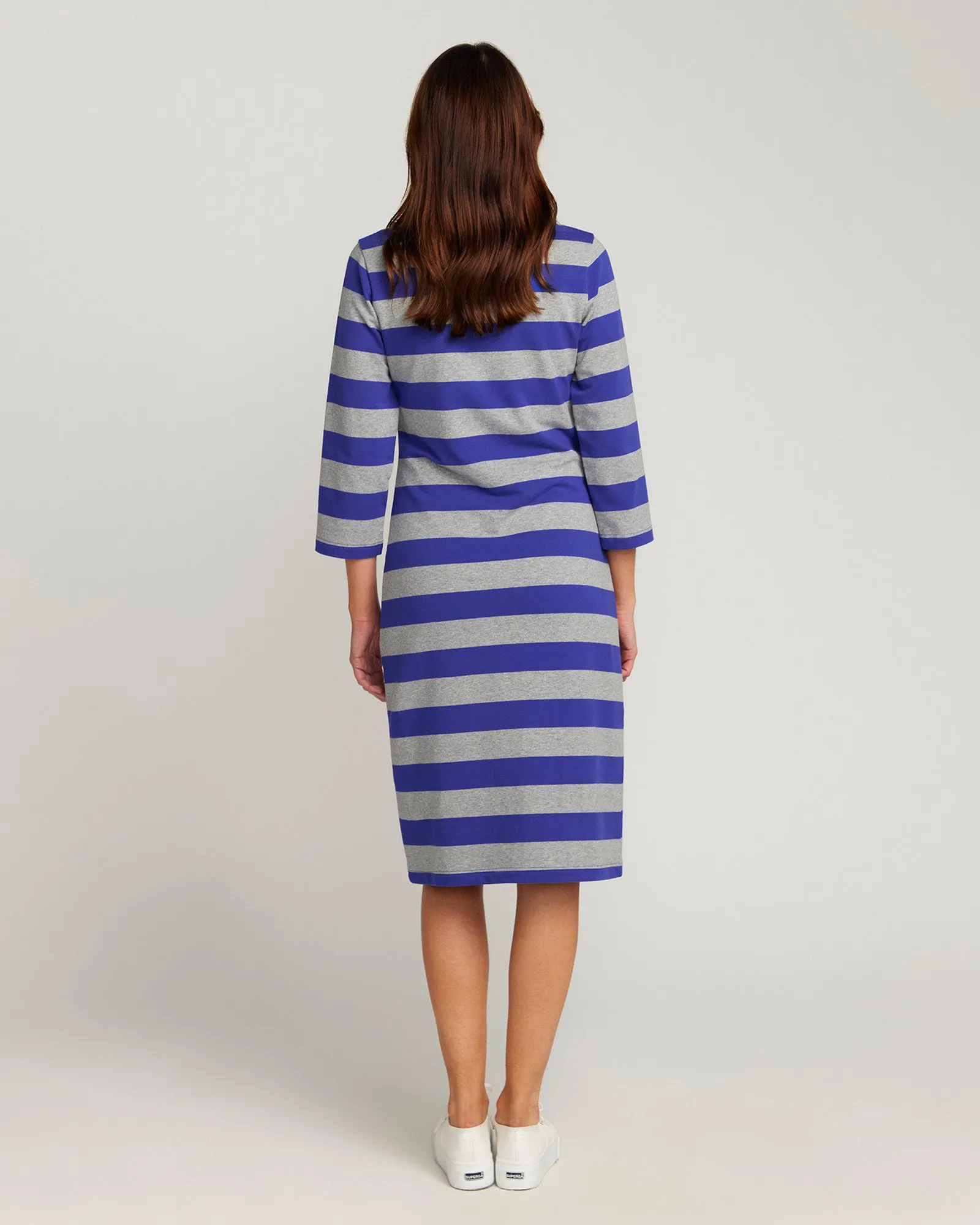 La Françoise Royal Blue And Grey Stripe Dress