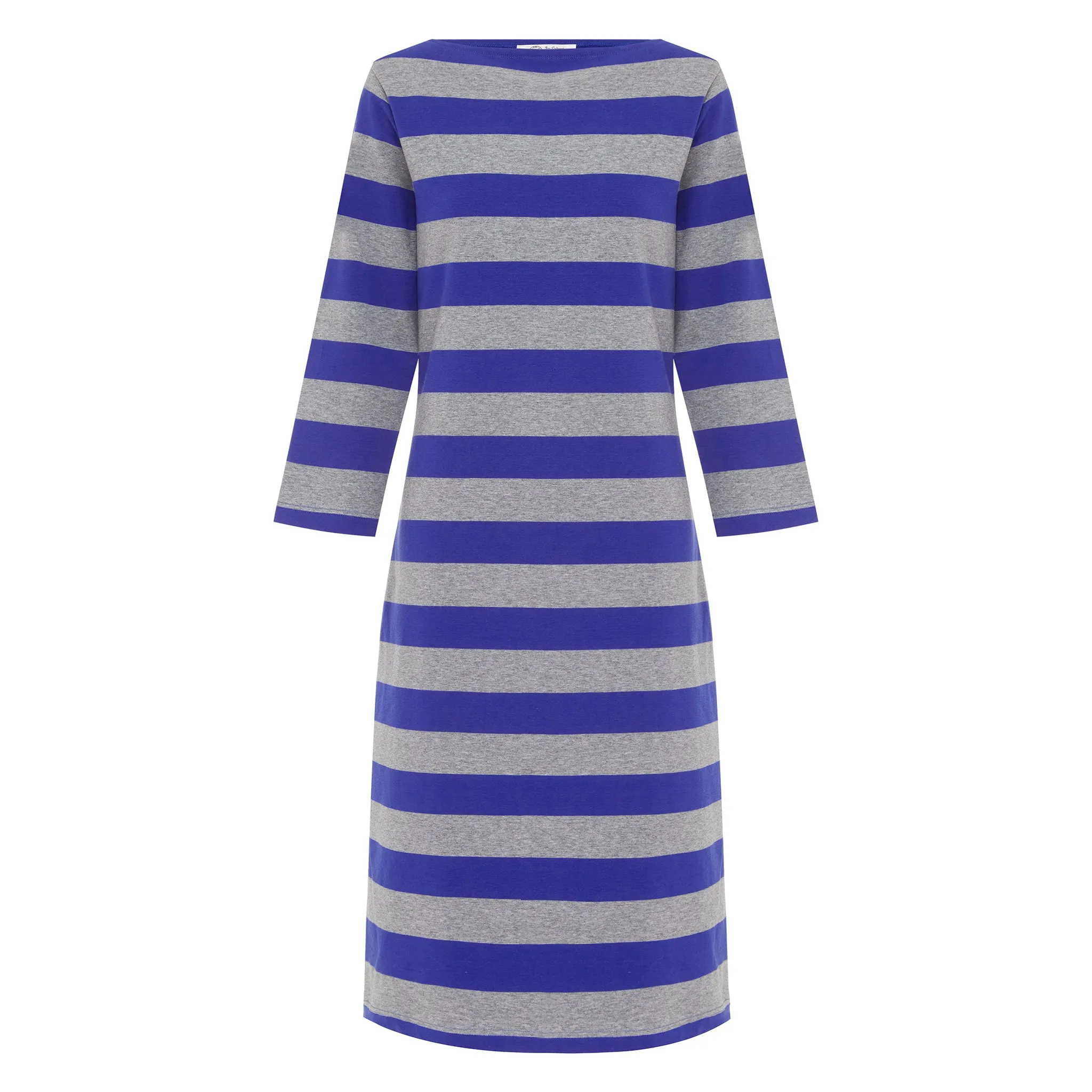 La Françoise Royal Blue And Grey Stripe Dress