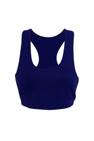 Ladies Gym Y-Back Crop Top - Navy