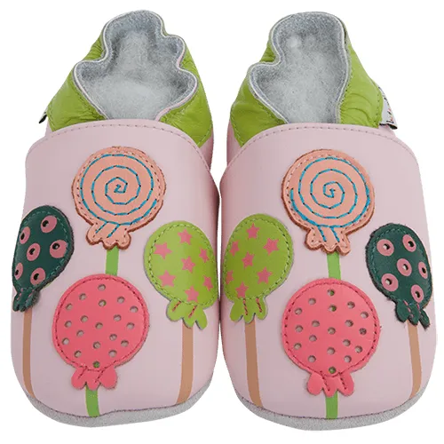 Lait et Miel Soft Leather Baby Slippers Lollipops