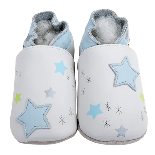 Lait et Miel Soft Leather Baby Slippers Polar Sky