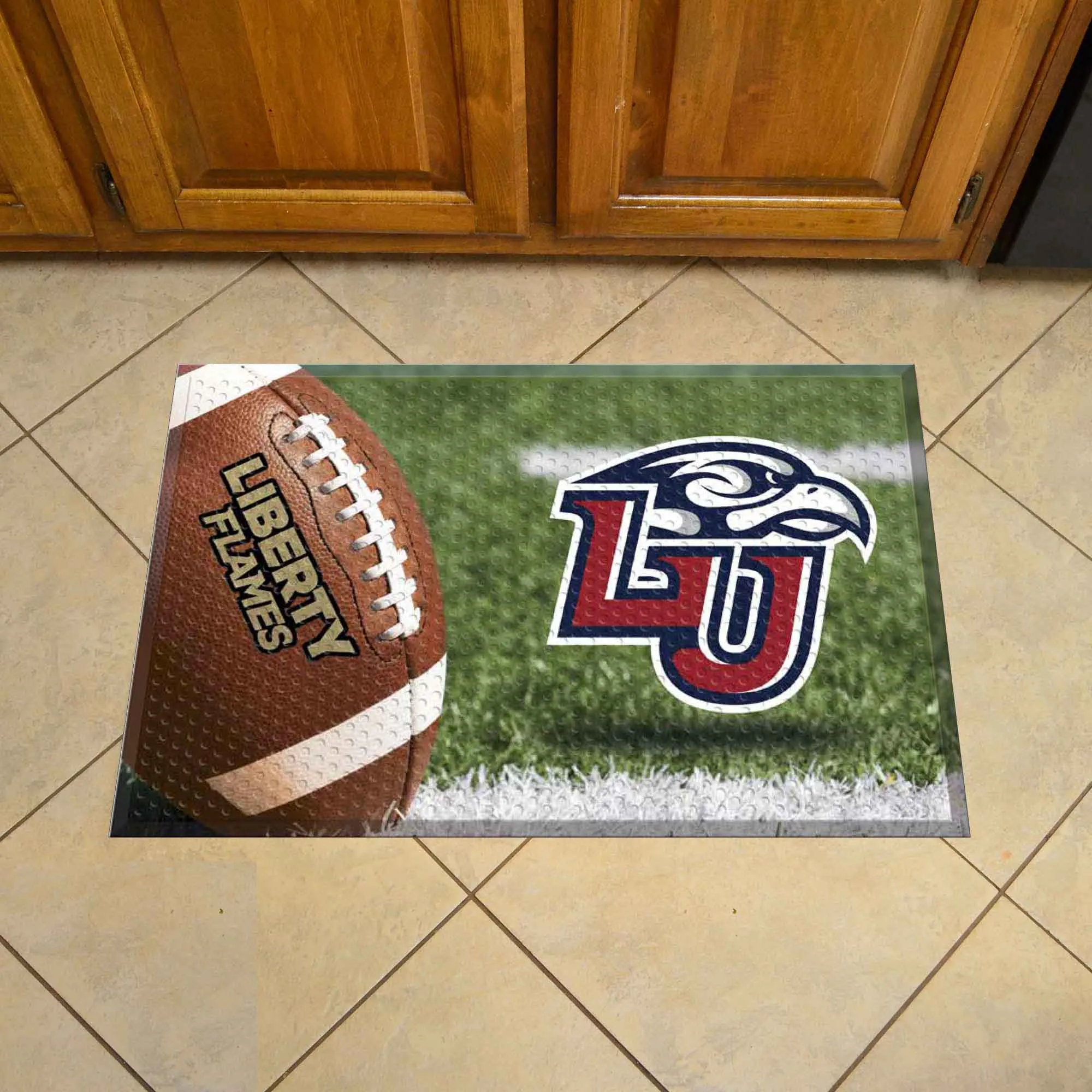 Liberty University Flames Rubber Scraper Door Mat