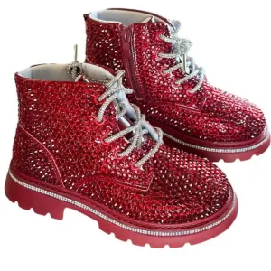 Lola and The Boys Sparkle Boots - Ruby Red