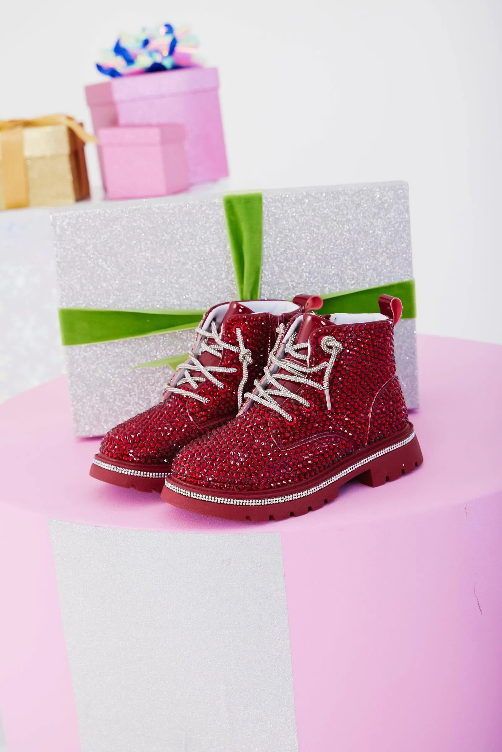 Lola and The Boys Sparkle Boots - Ruby Red