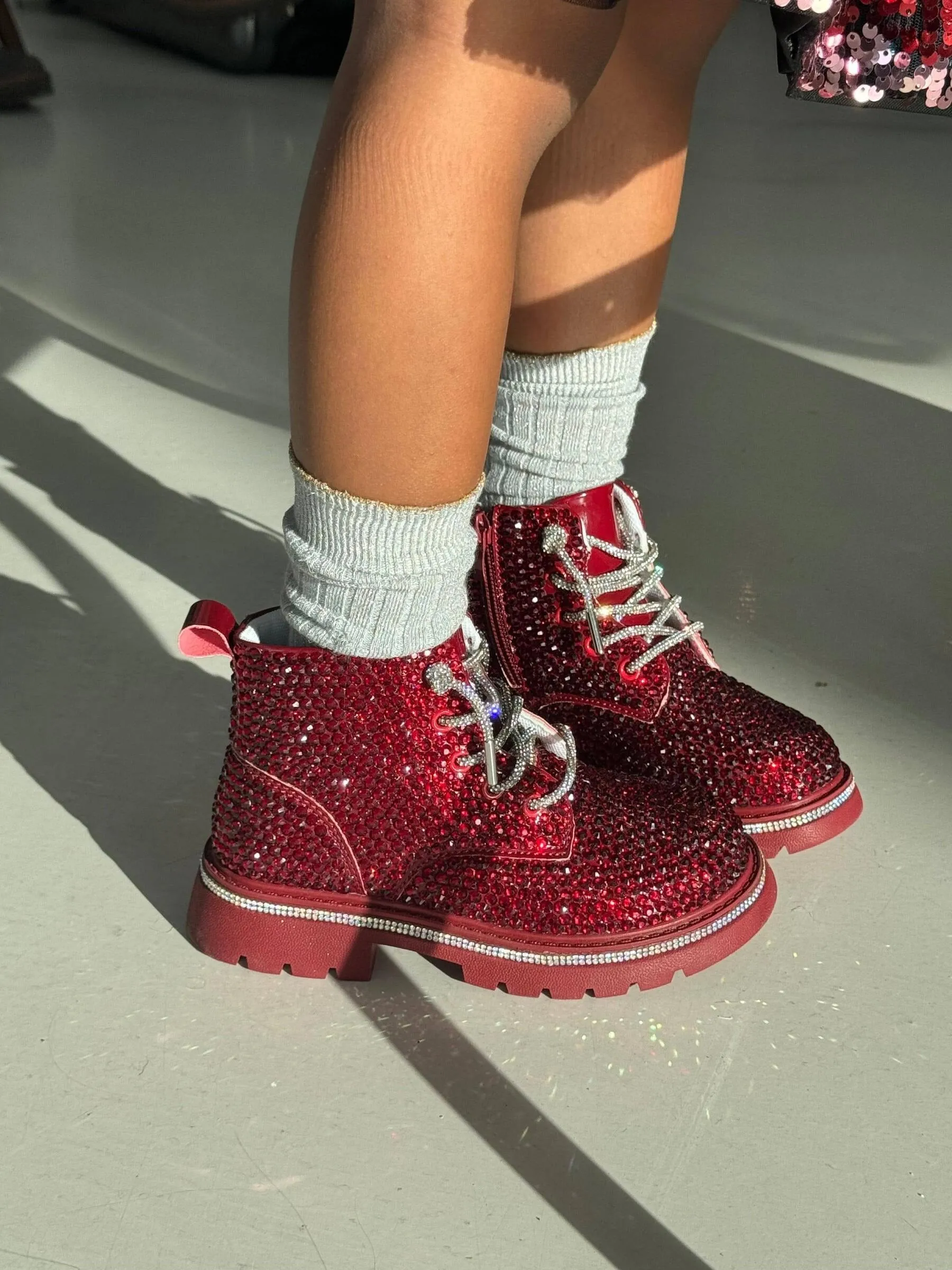 Lola and The Boys Sparkle Boots - Ruby Red