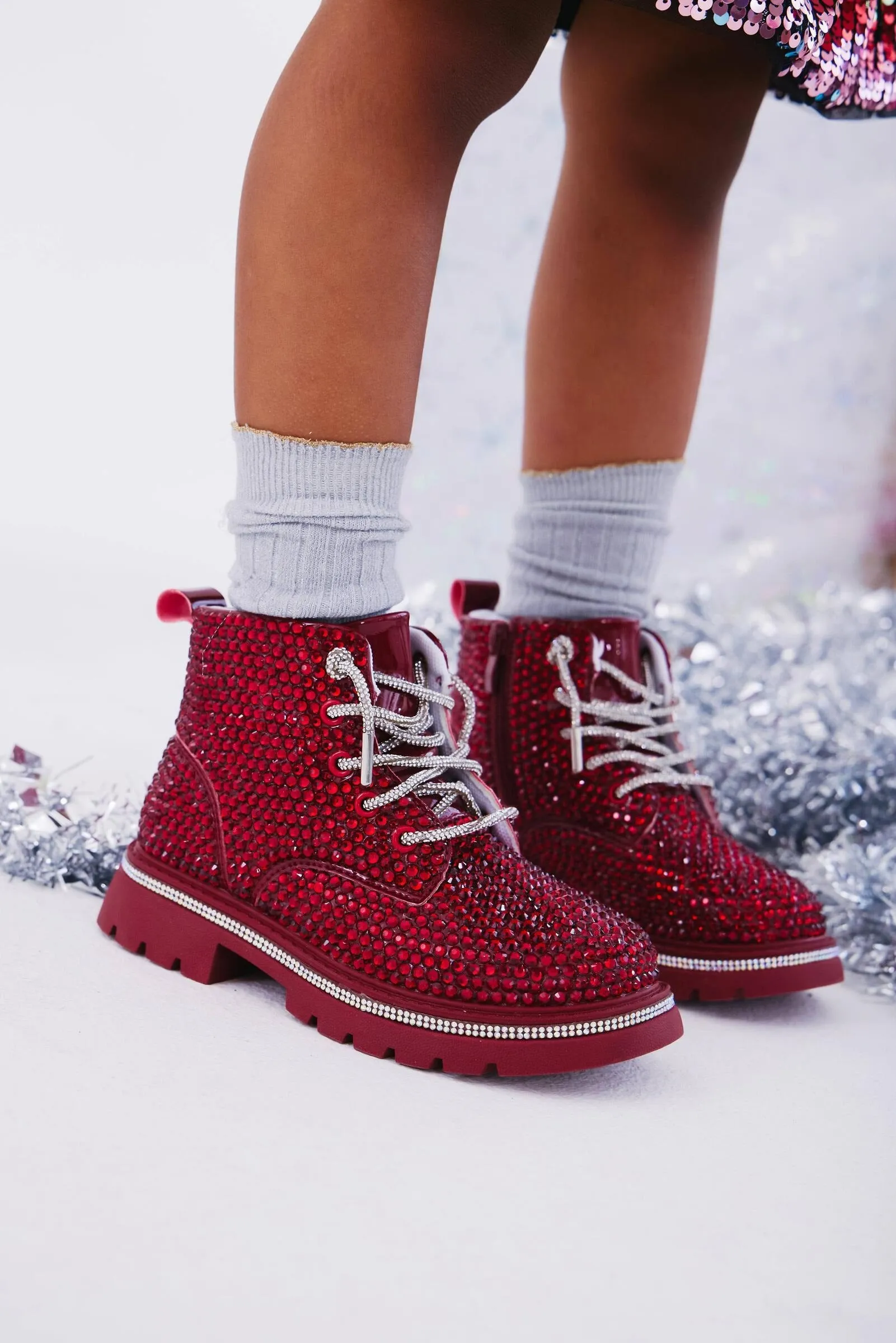 Lola and The Boys Sparkle Boots - Ruby Red