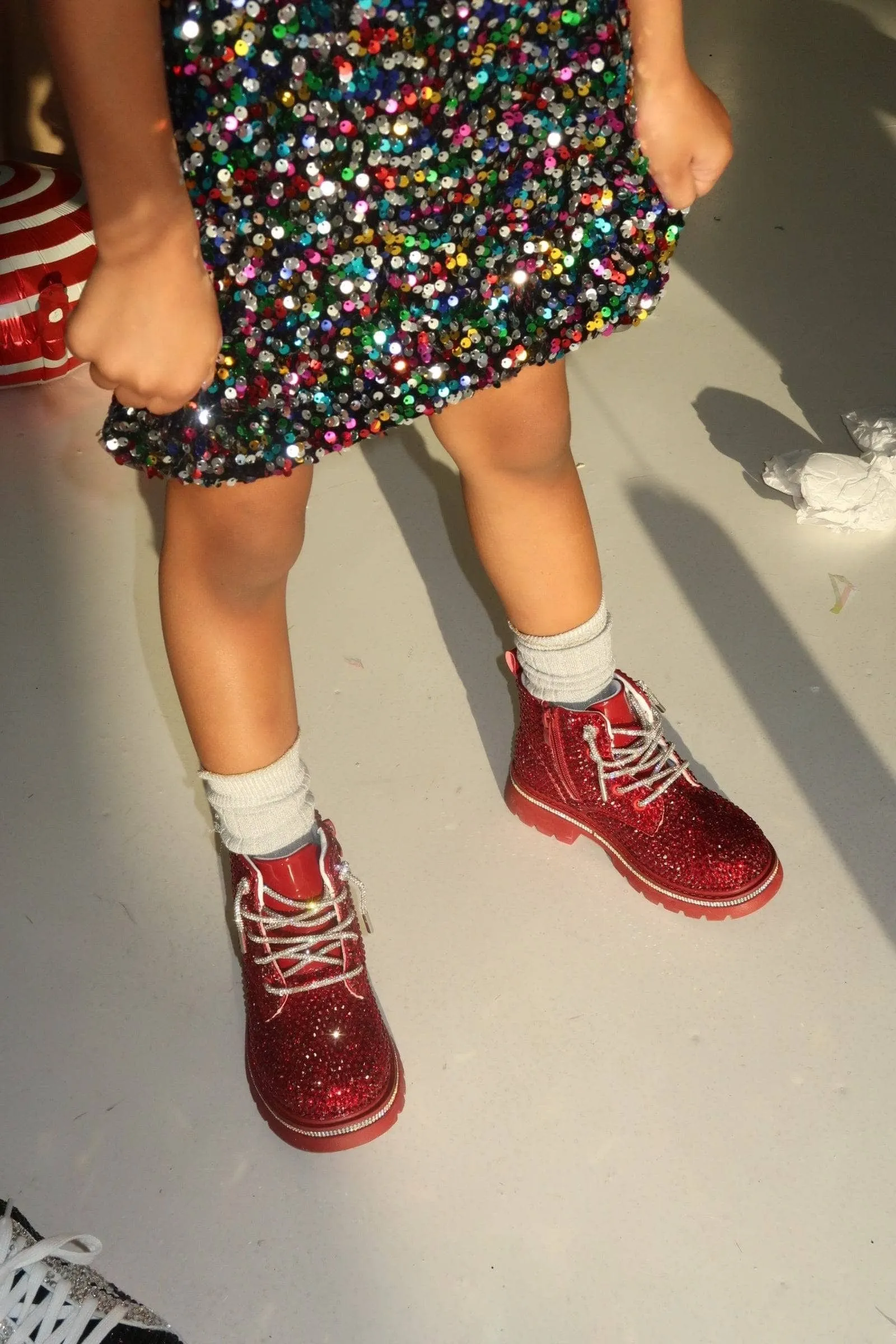 Lola and The Boys Sparkle Boots - Ruby Red