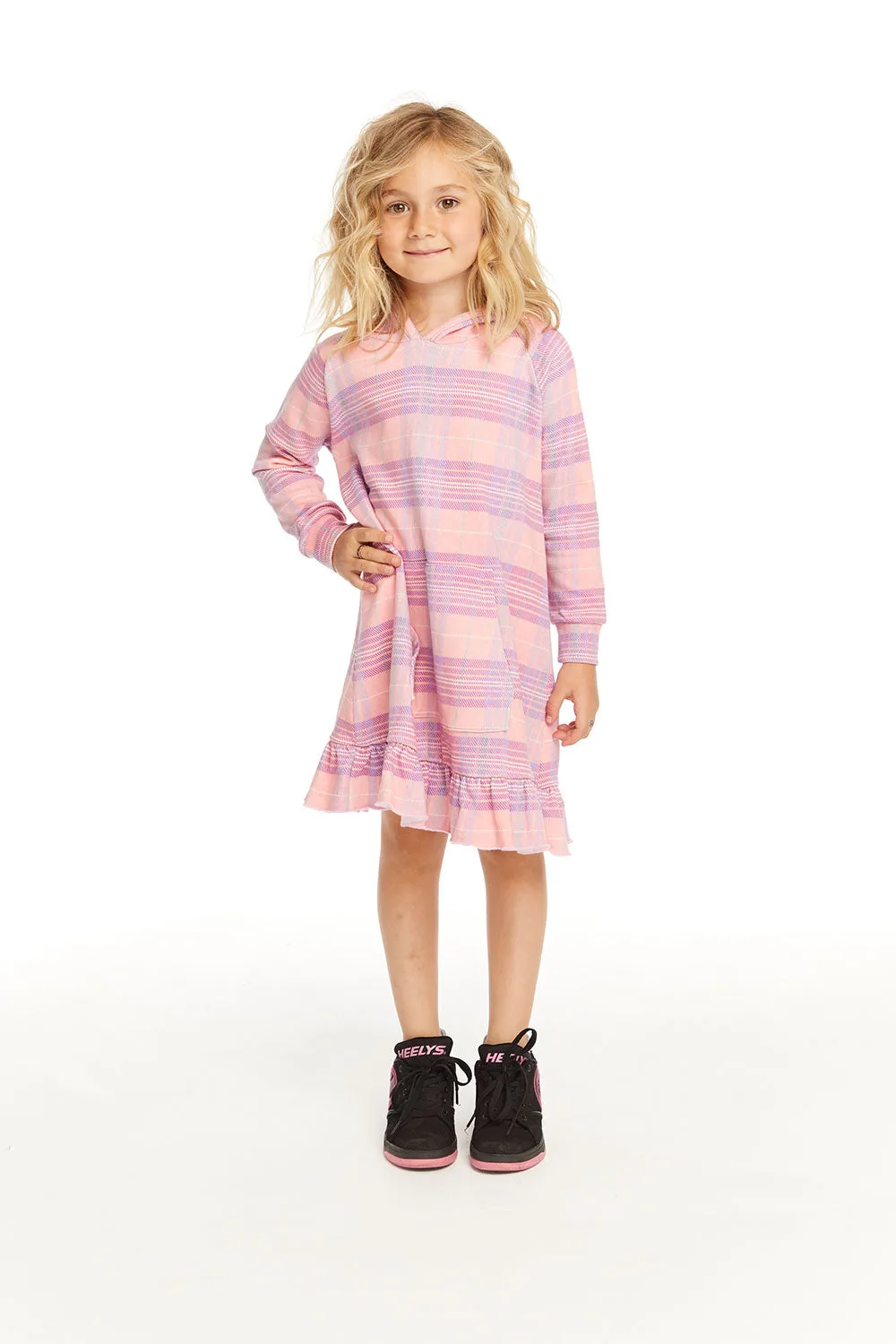 Long Sleeve Cotton Candy Plaid Dress