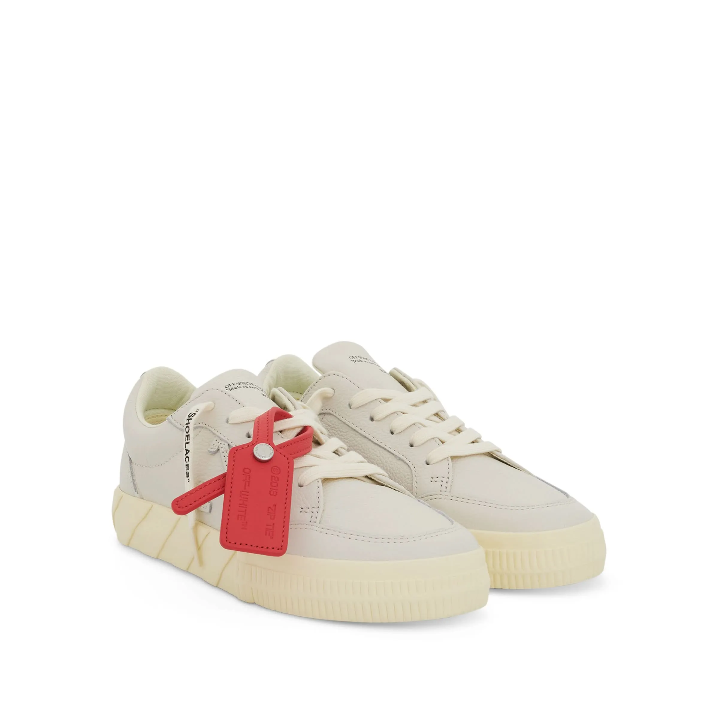 Low Vulcanized Calf Leather Sneakers in White