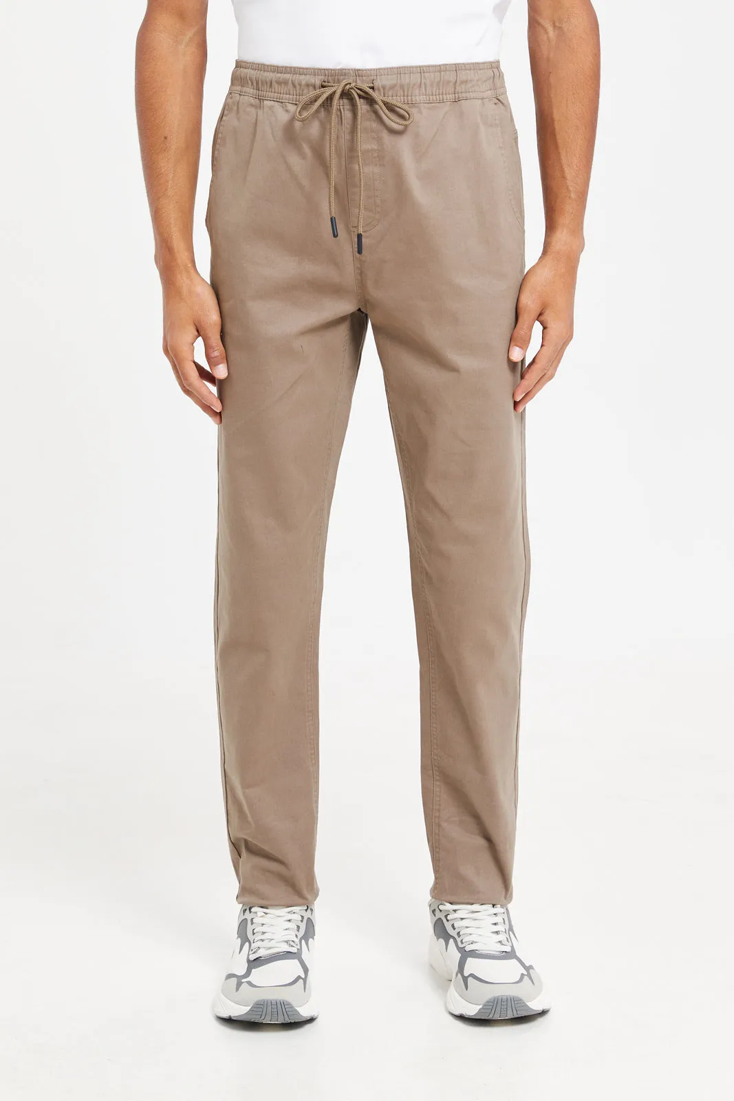 Men Brown Pull-On Trousers