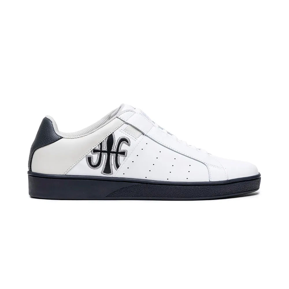 Men's Icon White Black Logo Leather Sneakers 01923-099