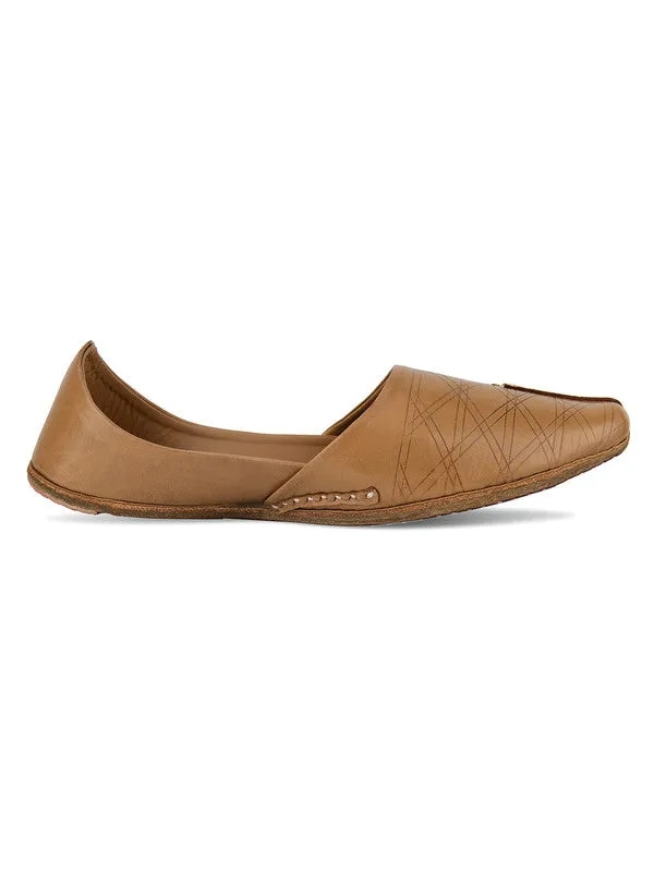 Men's Indian Ethnic Handrafted Brown Premium Leather Footwear - Desi Colour