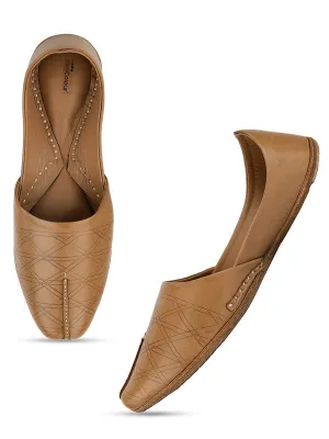 Men's Indian Ethnic Handrafted Brown Premium Leather Footwear - Desi Colour