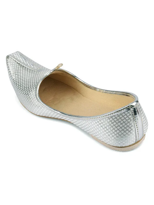 Men's Indian Ethnic Party Wear Silver Footwear - Desi Colour