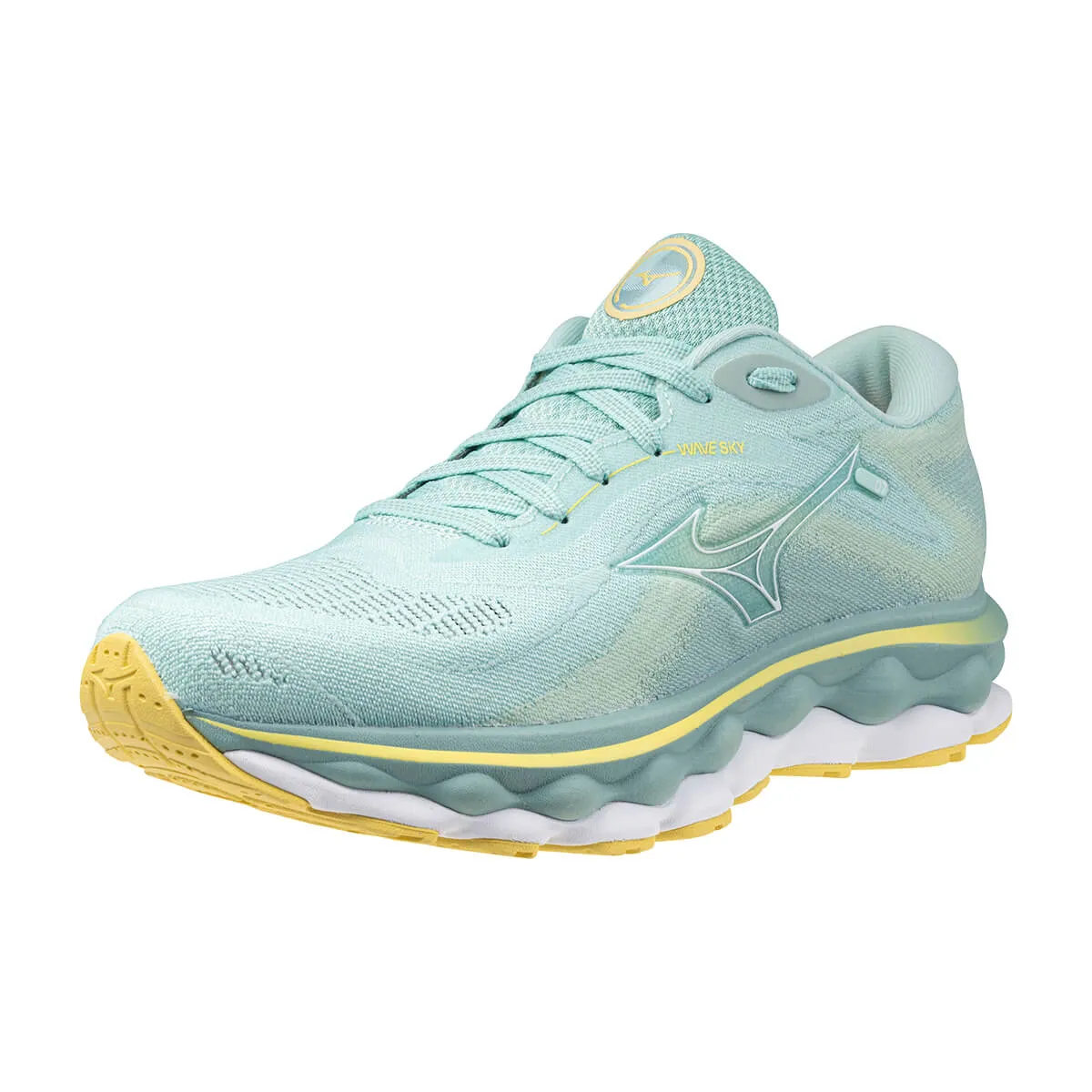 Mizuno Wave Sky 7 Womens | Eggshell Blue/white/sunshine