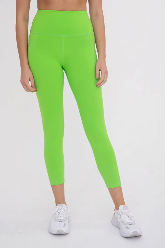 Mono B Essential Solid High-Waist Capri Leggings