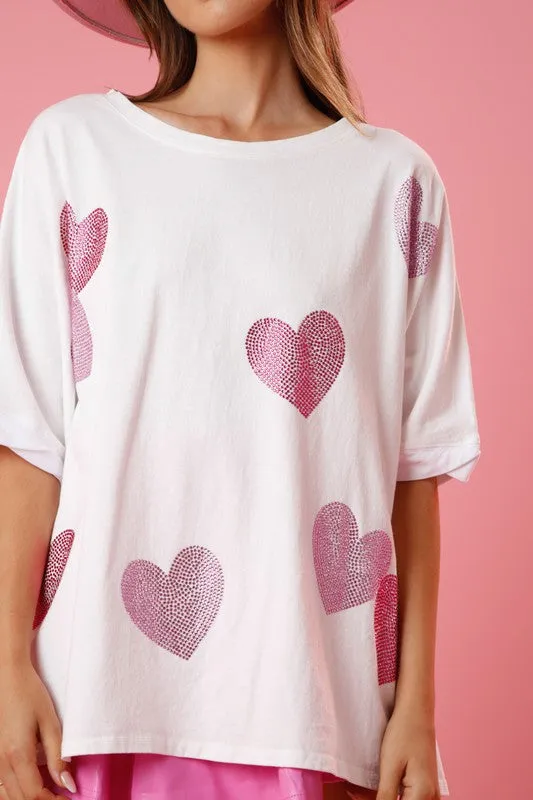 My Rhinestone Heart White Tee