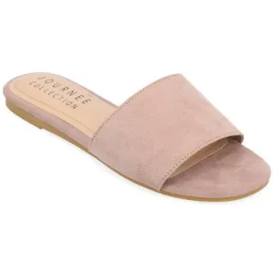 New - Journee Collection Womens Medium and Wide Width Kolinna Tru Comfort Foam Slip On Slide Flat Sandals, Mauve 9.5W