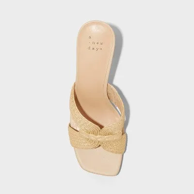 New - Women's Tia Mule Heels - A New Day Beige 7.5