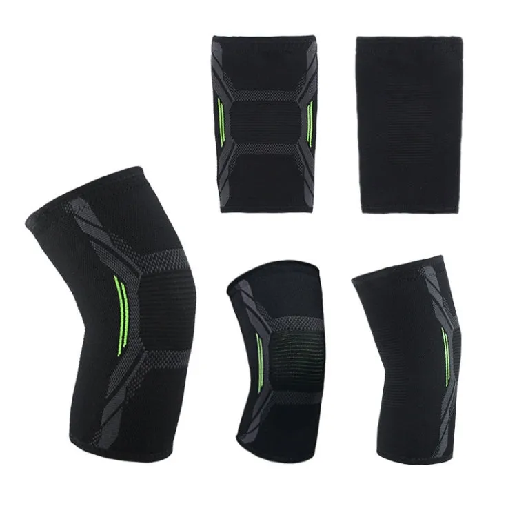 Nylon Sports Protective Gear Four-Way Stretch Knit Knee Pads, Size: S(Dark Green)