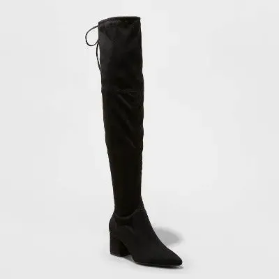 Open Box - Women's Greta Tall Dress Boots - A New Day Black 9