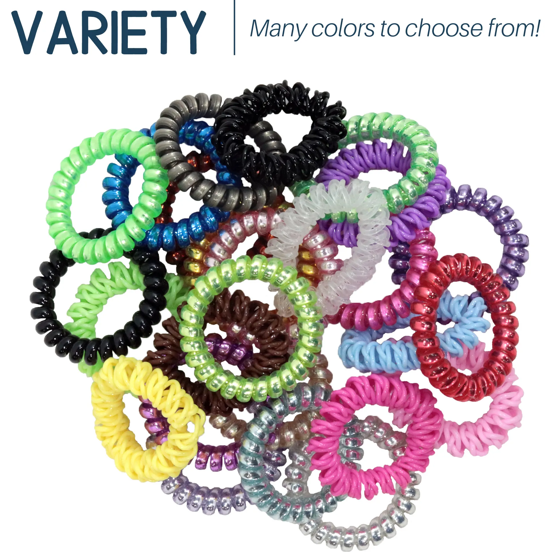 Pastel Spiral Hair Ties - 6 Pack