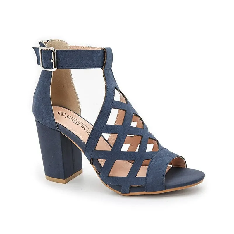 Peep Toe Chunky Heel Sandals