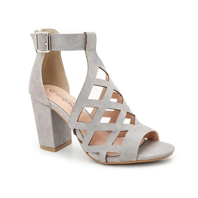 Peep Toe Chunky Heel Sandals