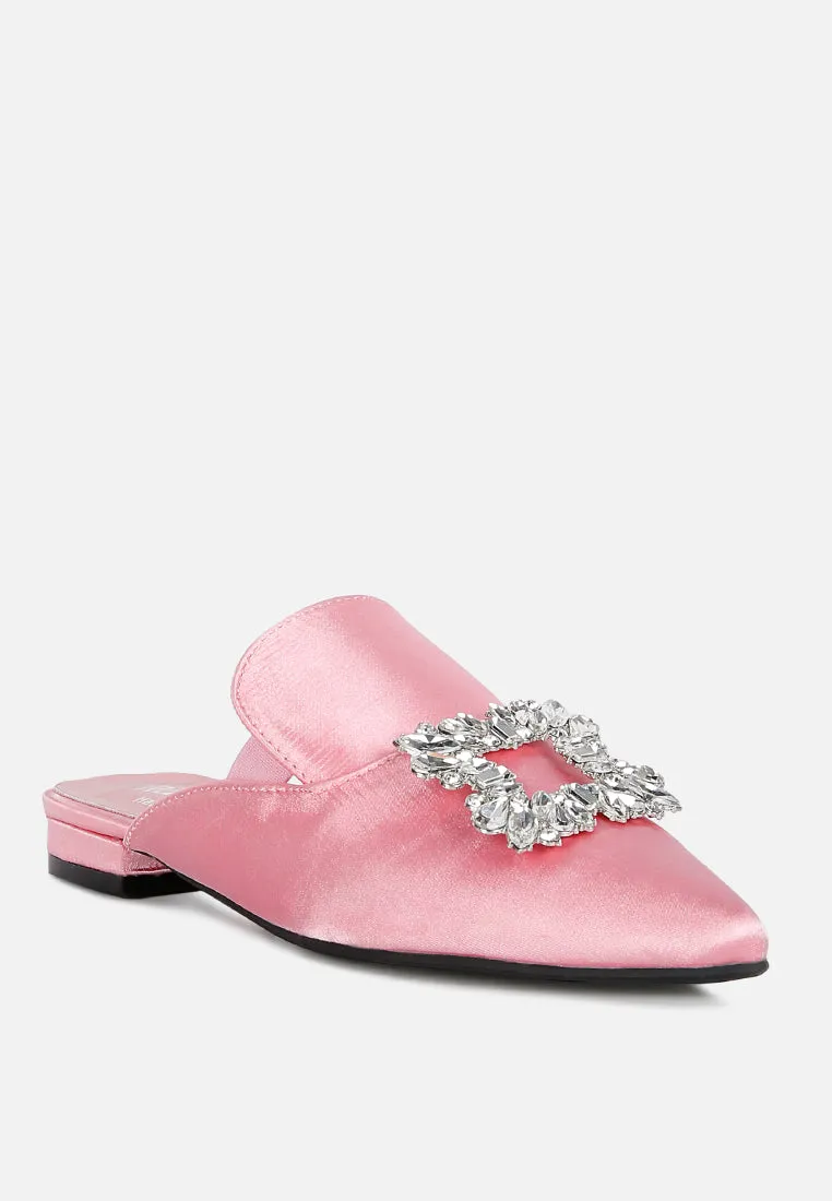 Perrine Diamante Brooch Slip On Mules