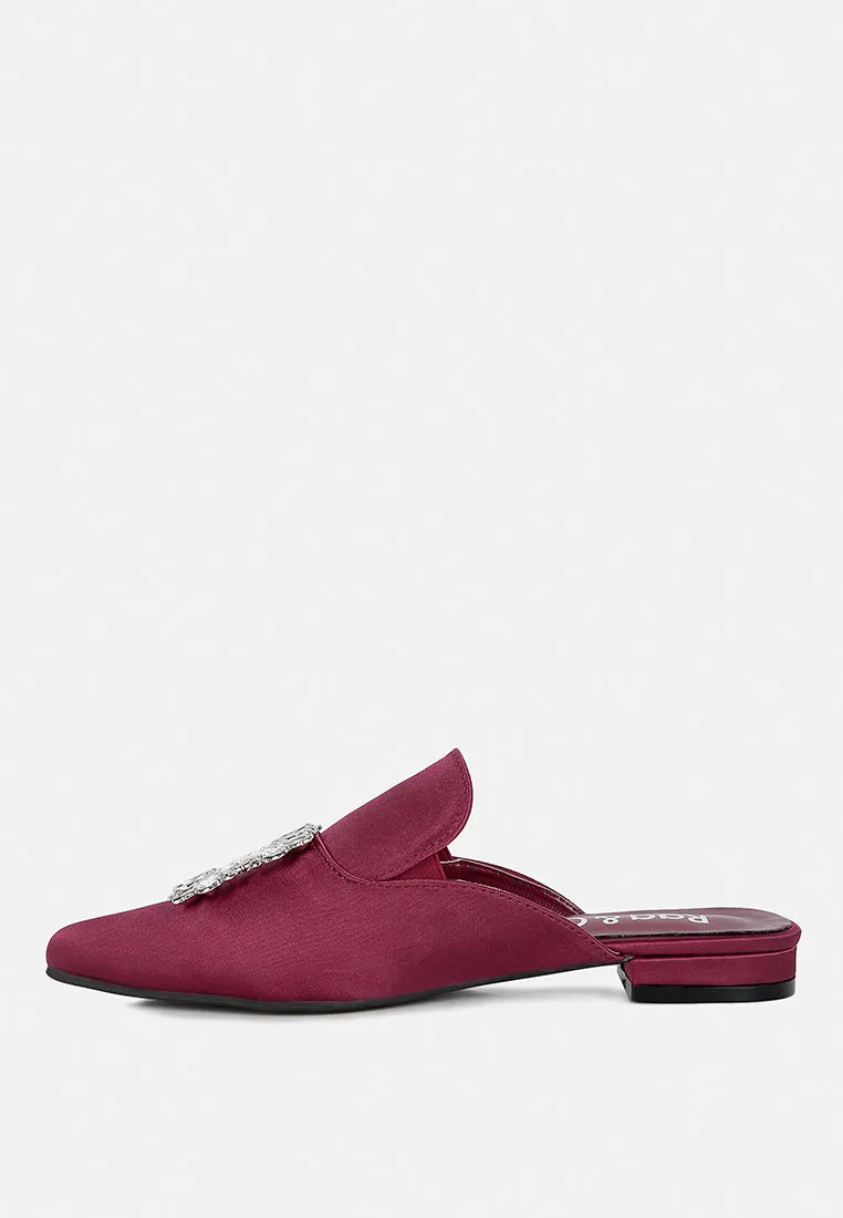 Perrine Diamante Brooch Slip On Mules