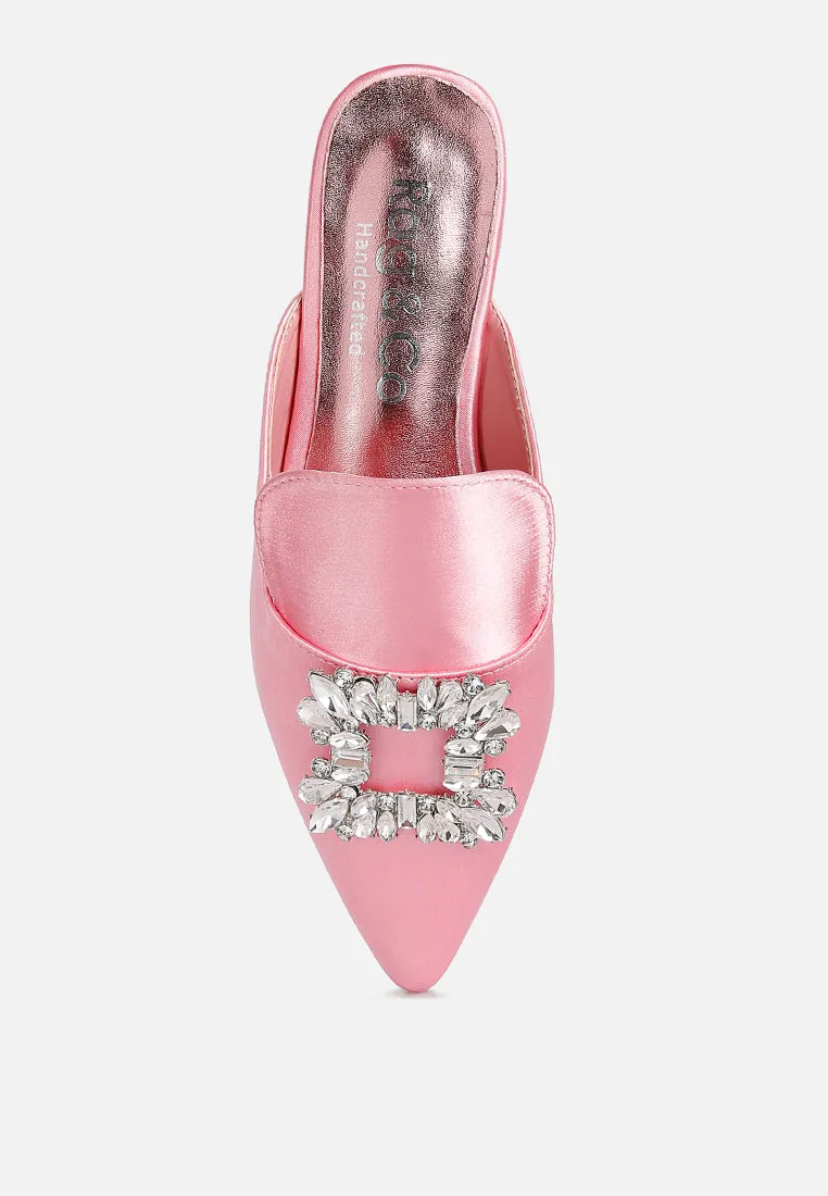 Perrine Diamante Brooch Slip On Mules